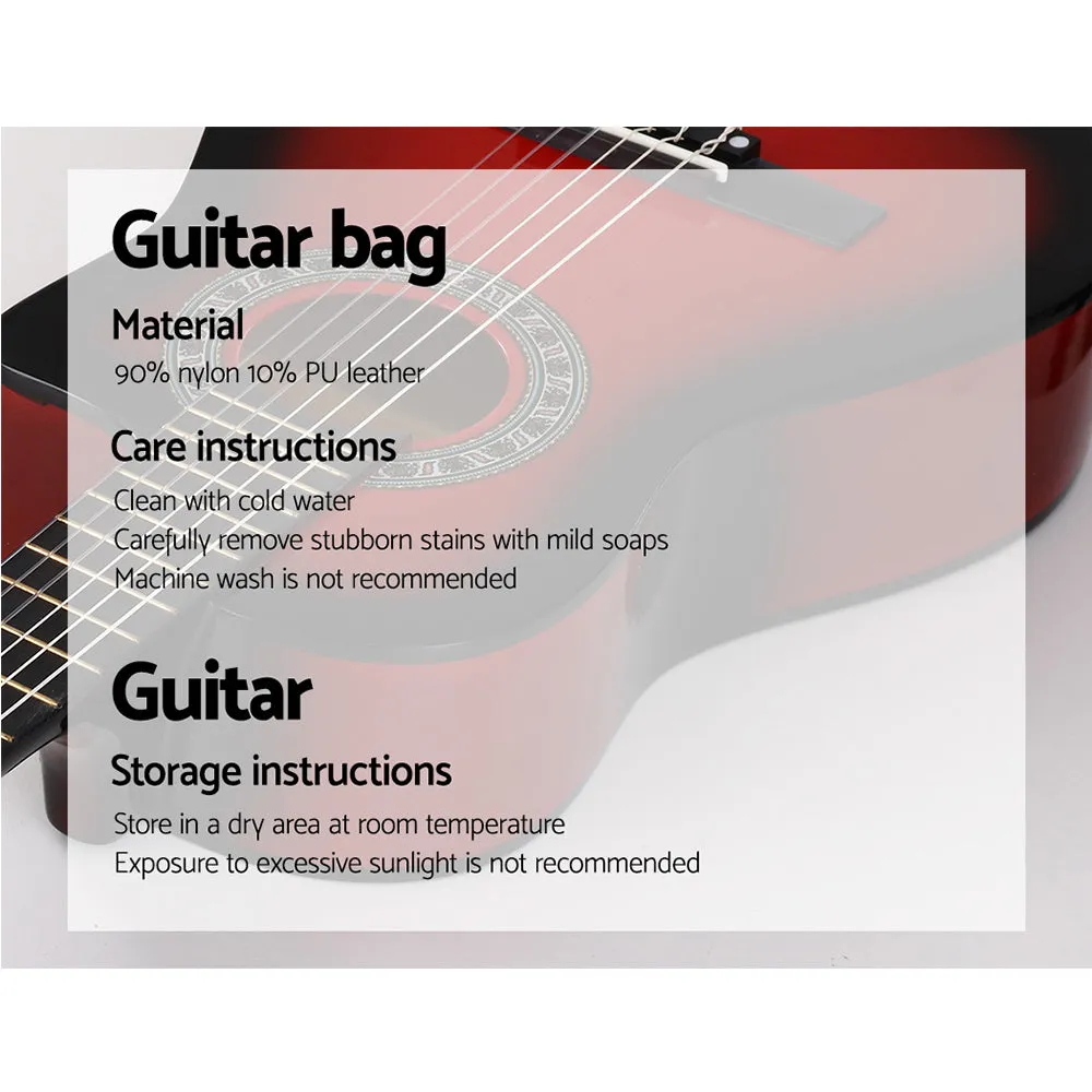 34-Inch Red Classical Guitar Nylon String Set w/ Stand - Alpha