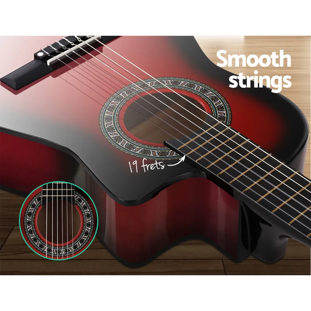 34-Inch Red Classical Guitar Nylon String Set w/ Stand - Alpha