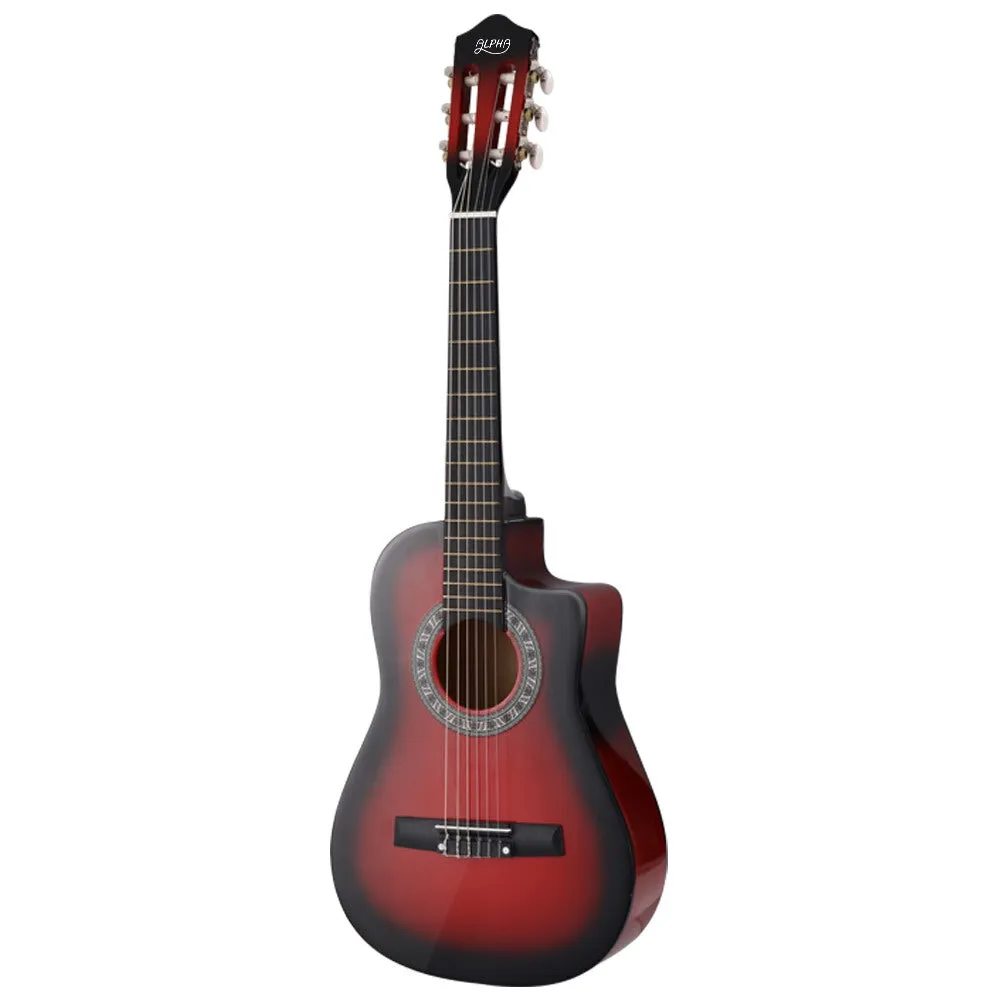 34-Inch Red Classical Guitar Nylon String Set w/ Stand - Alpha