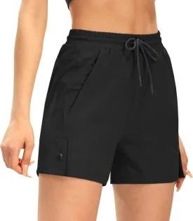 AFITNE Women's 4" Hiking Shorts Quick Dry Lightweight Outdoor Shorts Travel Athletic Golf Shorts with Pockets Water Resistant