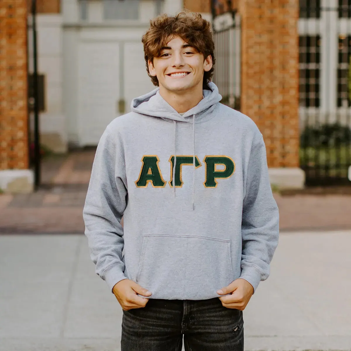 AGR Heather Gray Hoodie with Sewn On Letters