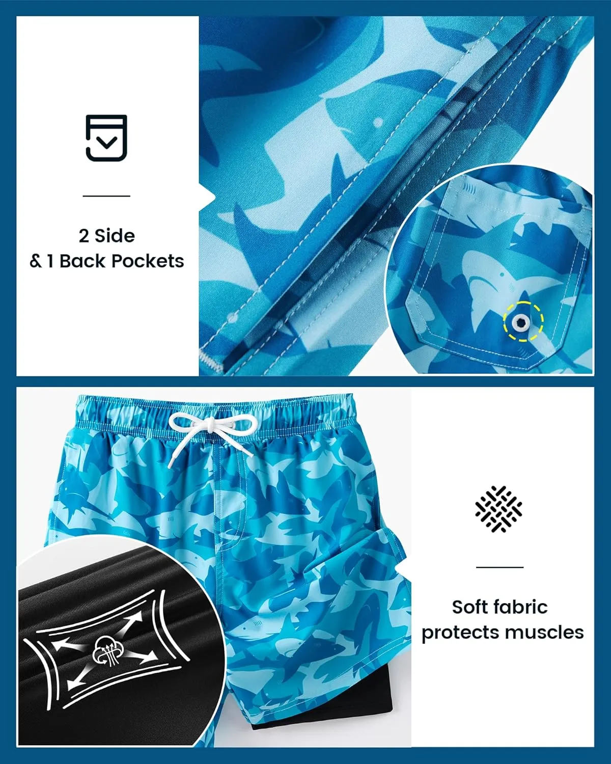 Angel season Boys Swim Trunks with Compression Liner Boxer Brief Teens Swimsuit Youth UPF 50  Board Short Size 7-14Years
