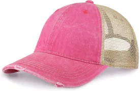 CHOK.LIDS Everyday Premium Washed Trucker Hat Unstructured Distressed Pigment Dyed Cap Adjustable Outdoor Headwear