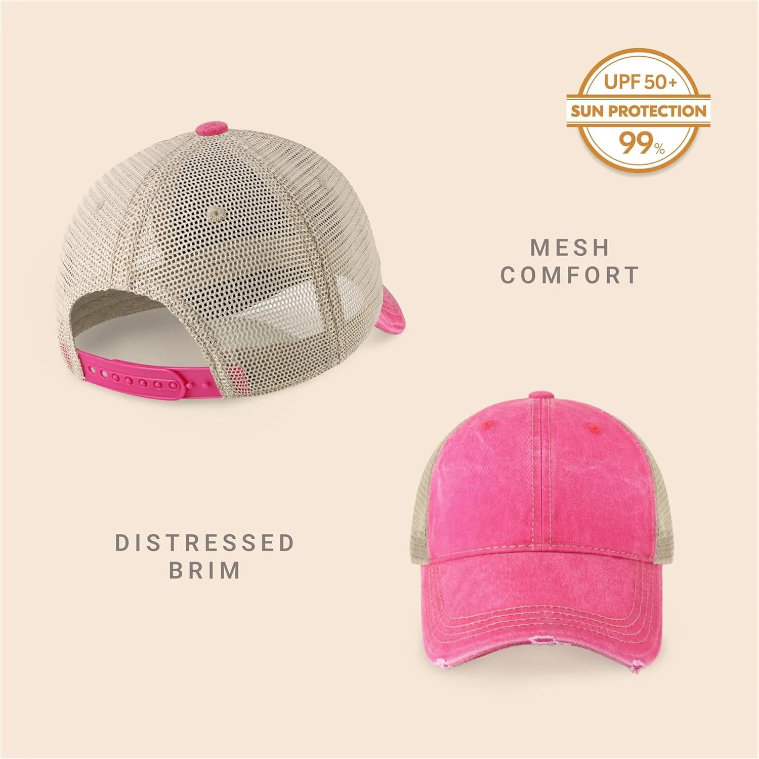 CHOK.LIDS Everyday Premium Washed Trucker Hat Unstructured Distressed Pigment Dyed Cap Adjustable Outdoor Headwear