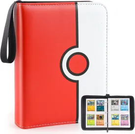 Collectible Trading Card Binder, 400 Pockets Card Holder with 50 Removable Sleeves, Portable Collection Binder Album Book Case Storage, Zipper Card Protective Sleeves for TCG, Sports Card