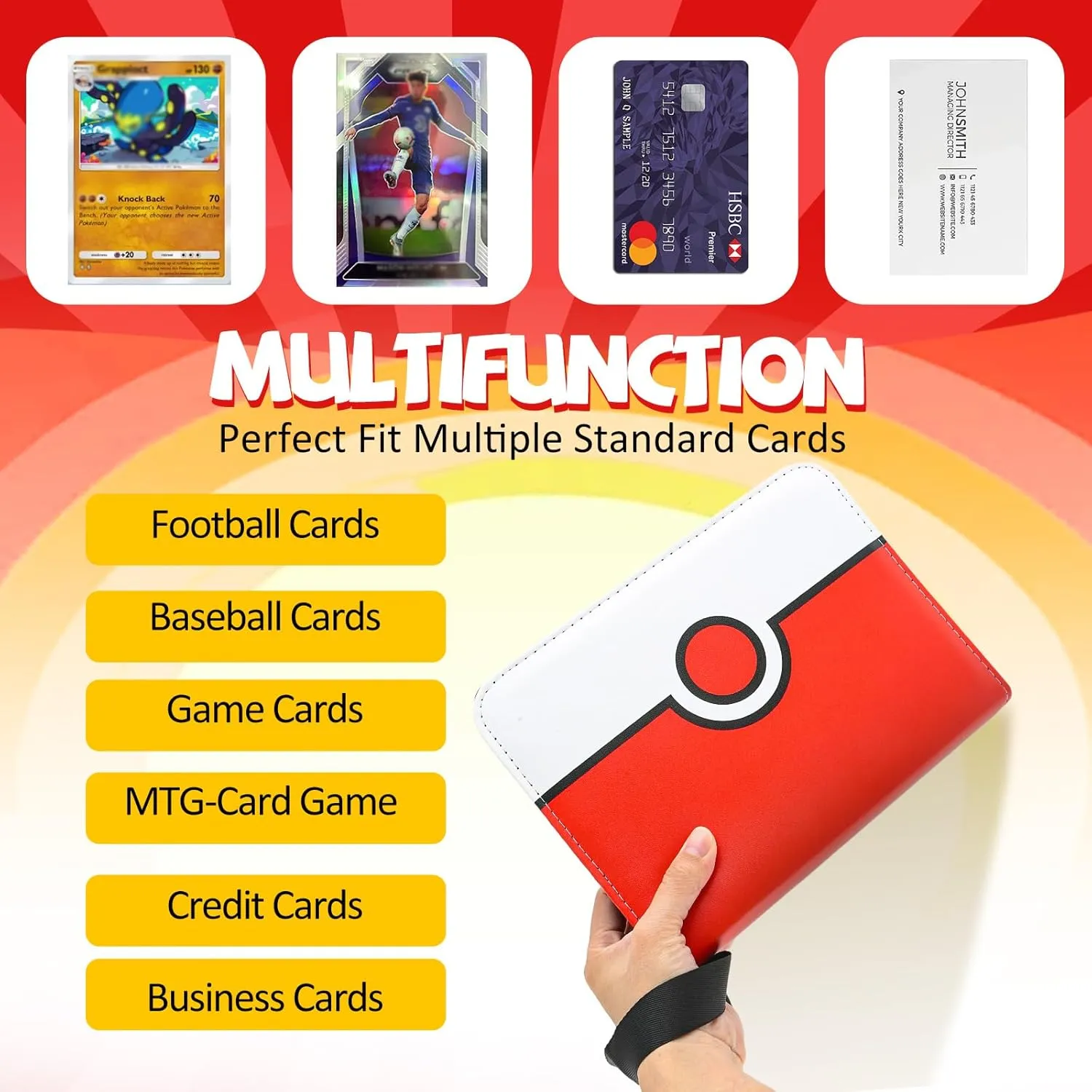 Collectible Trading Card Binder, 400 Pockets Card Holder with 50 Removable Sleeves, Portable Collection Binder Album Book Case Storage, Zipper Card Protective Sleeves for TCG, Sports Card