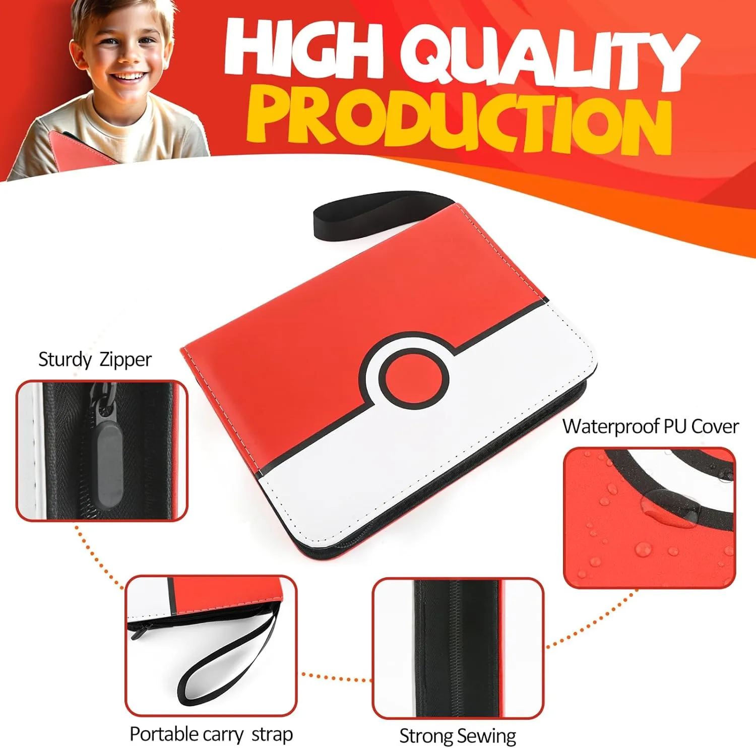 Collectible Trading Card Binder, 400 Pockets Card Holder with 50 Removable Sleeves, Portable Collection Binder Album Book Case Storage, Zipper Card Protective Sleeves for TCG, Sports Card