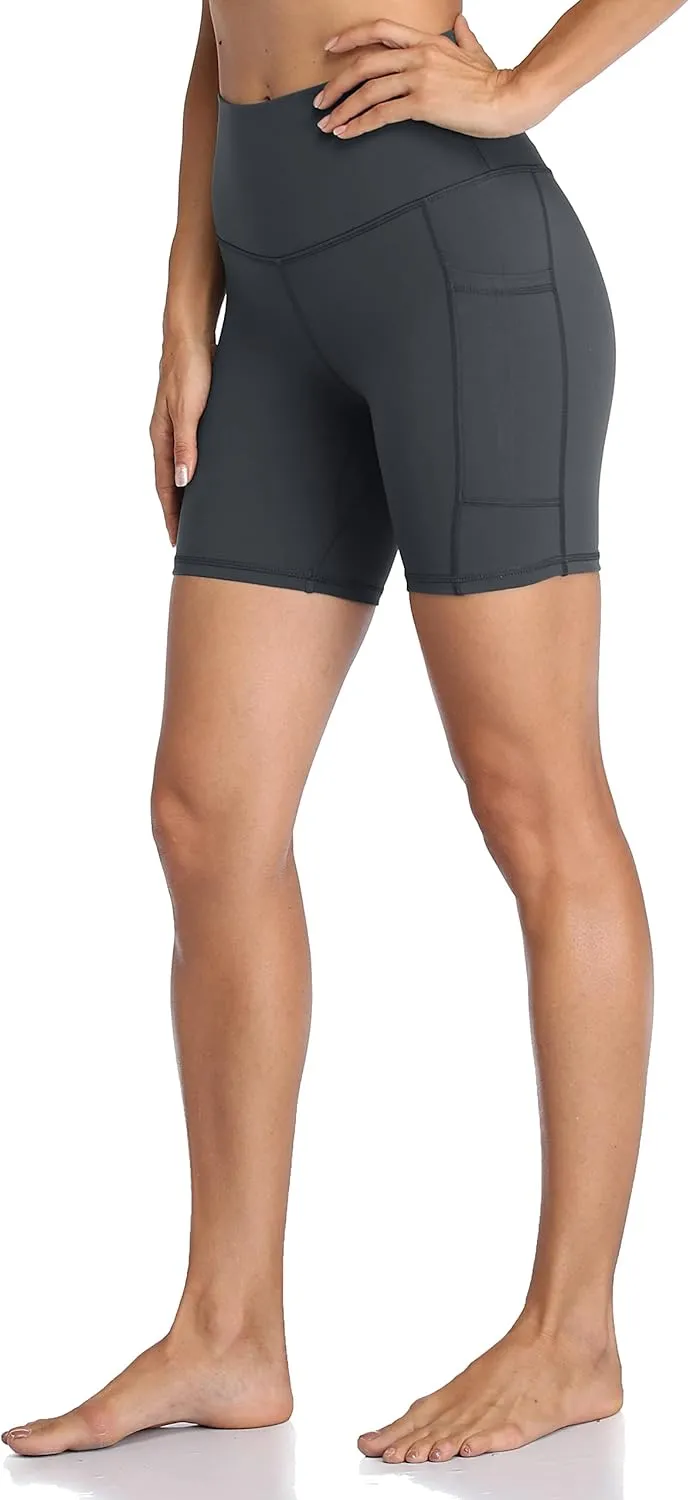 Colorfulkoala Women's High Waisted Biker Shorts with Pockets 6" Inseam Yoga Tummy Control Short