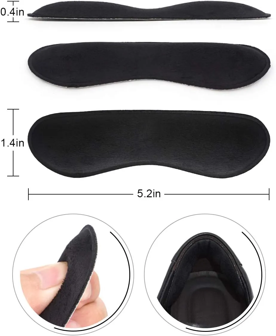 Dr. Foot's Heel Grips Liner Insert for Shoes Too Big, Shoe Inserts Liners for Loose Shoes, Preventing Heel Slipping, Rubbing, Non-Slip (Black)