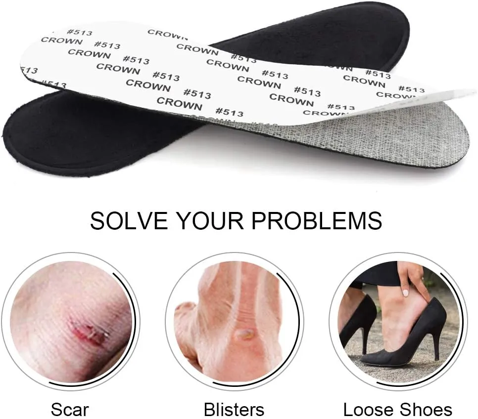 Dr. Foot's Heel Grips Liner Insert for Shoes Too Big, Shoe Inserts Liners for Loose Shoes, Preventing Heel Slipping, Rubbing, Non-Slip (Black)
