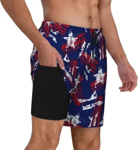 Duck Men's Swim Trunks with Compression Liner 2 in 1 Inseam Quick Dry Beach Shorts 7 inch Swimming Board Shorts