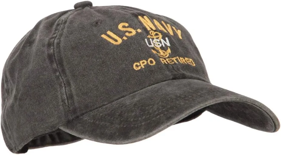 e4Hats.com US Navy CPO Retired Military Embroidered Washed Cotton Twill Cap