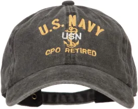 e4Hats.com US Navy CPO Retired Military Embroidered Washed Cotton Twill Cap
