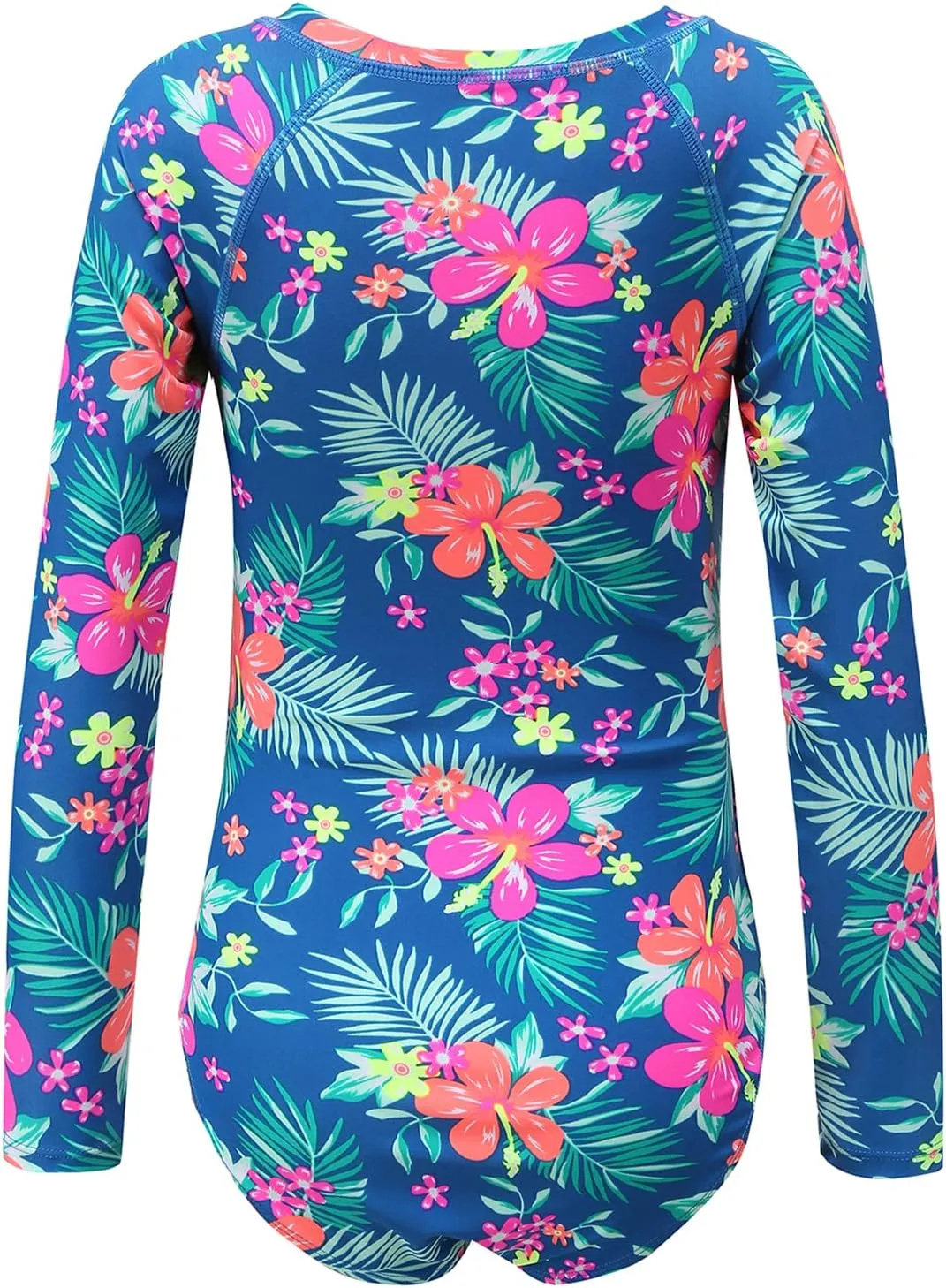 Girls Long Sleeve Rash Guard One Piece Swimsuit Kids UPF 50  Sun Protection Swimwear Rainbow Striped Bathing Suit 3-14 Years