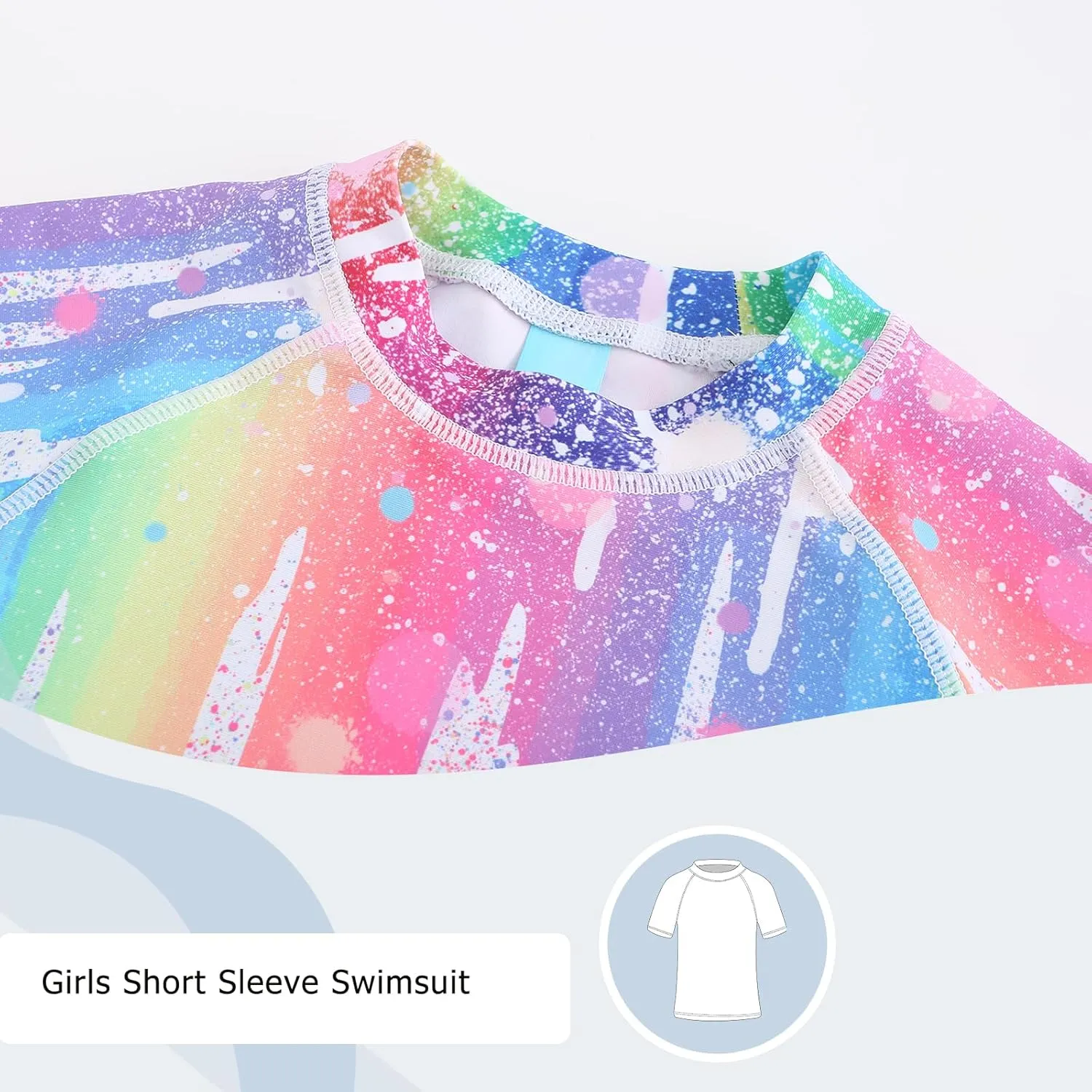 Girls Short Sleeve Rash Guard Swim Shirt Girls Sun Protection Swimsuits Quick Dry Surf Tops Bathing Suits for Girls