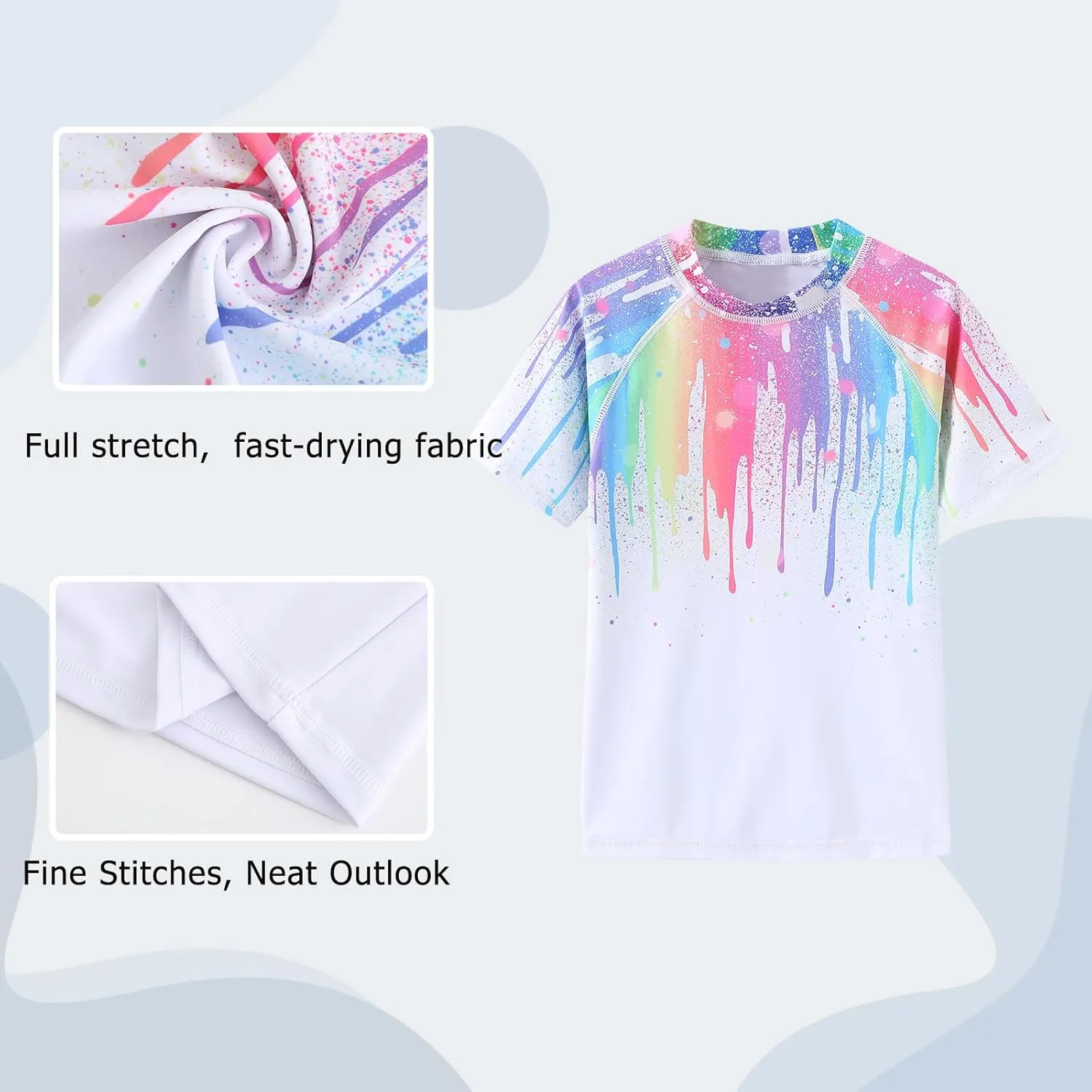 Girls Short Sleeve Rash Guard Swim Shirt Girls Sun Protection Swimsuits Quick Dry Surf Tops Bathing Suits for Girls
