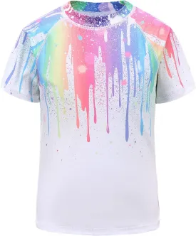 Girls Short Sleeve Rash Guard Swim Shirt Girls Sun Protection Swimsuits Quick Dry Surf Tops Bathing Suits for Girls