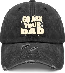 Go Ask Your Dad Hats for Men Washed Distressed Baseball Caps Vintage Washed Ball Cap Light Weight