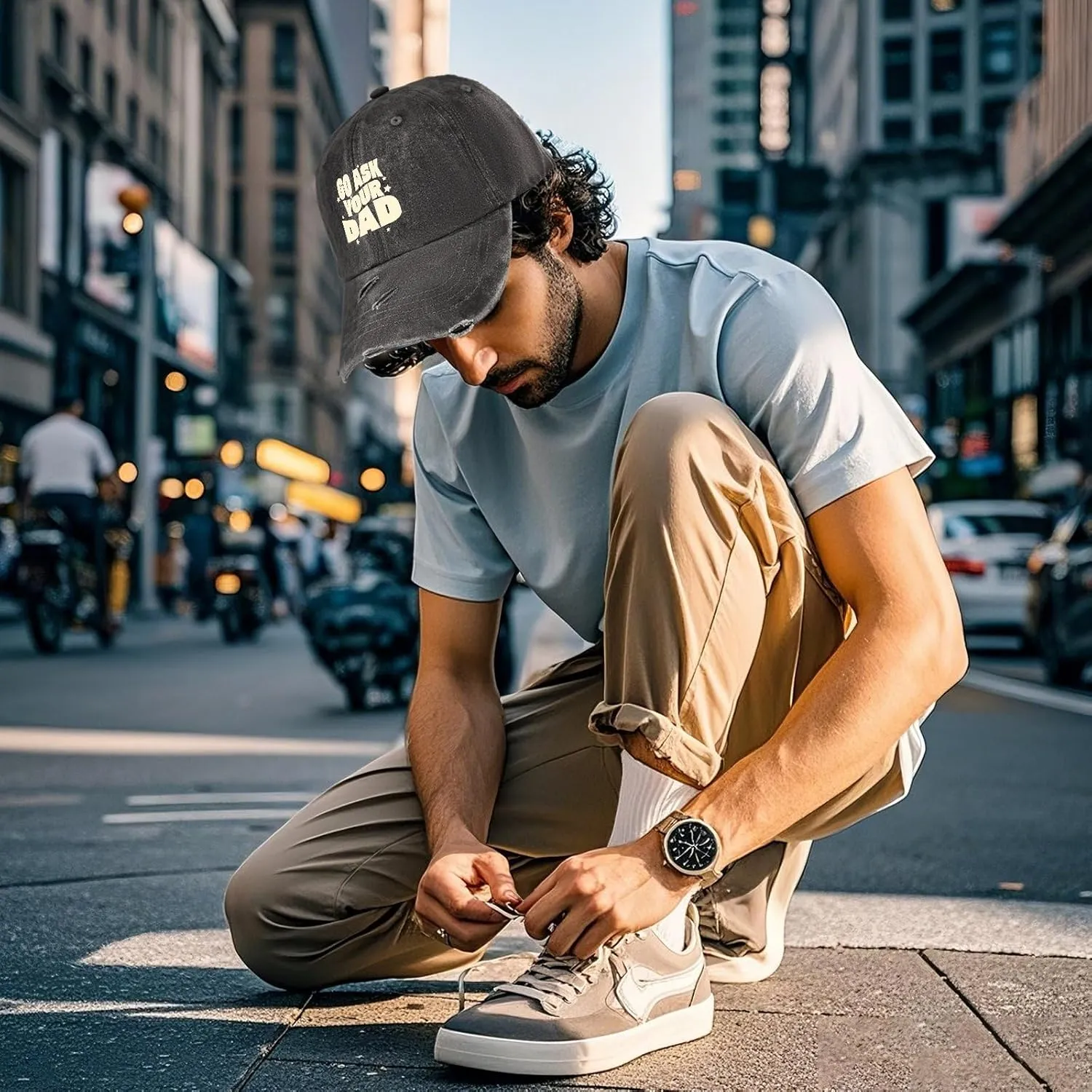 Go Ask Your Dad Hats for Men Washed Distressed Baseball Caps Vintage Washed Ball Cap Light Weight
