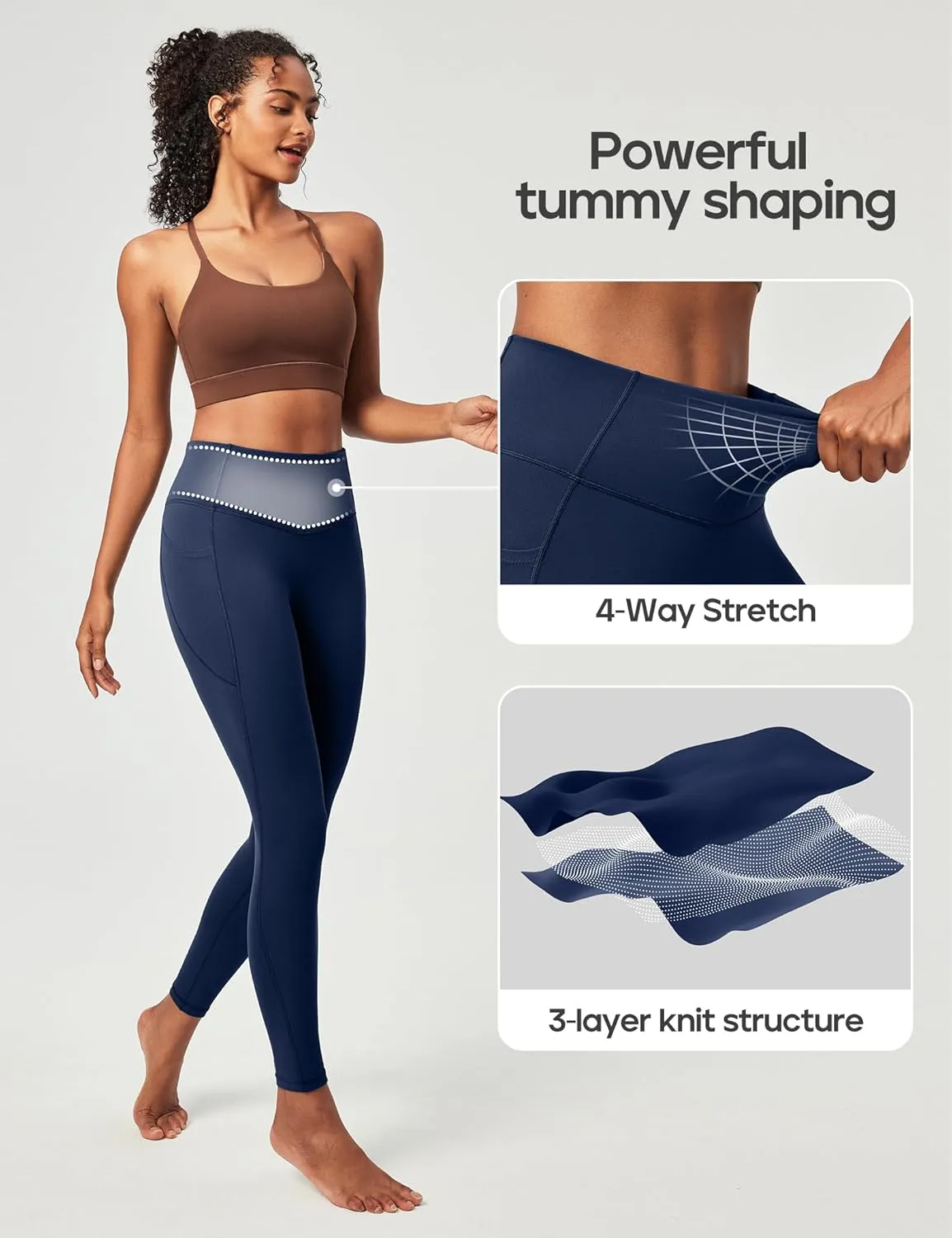 Heathyoga Compression Leggings for Women Tummy Control No Front Seam Leggings with Pockets for Women Workout Yoga Pants