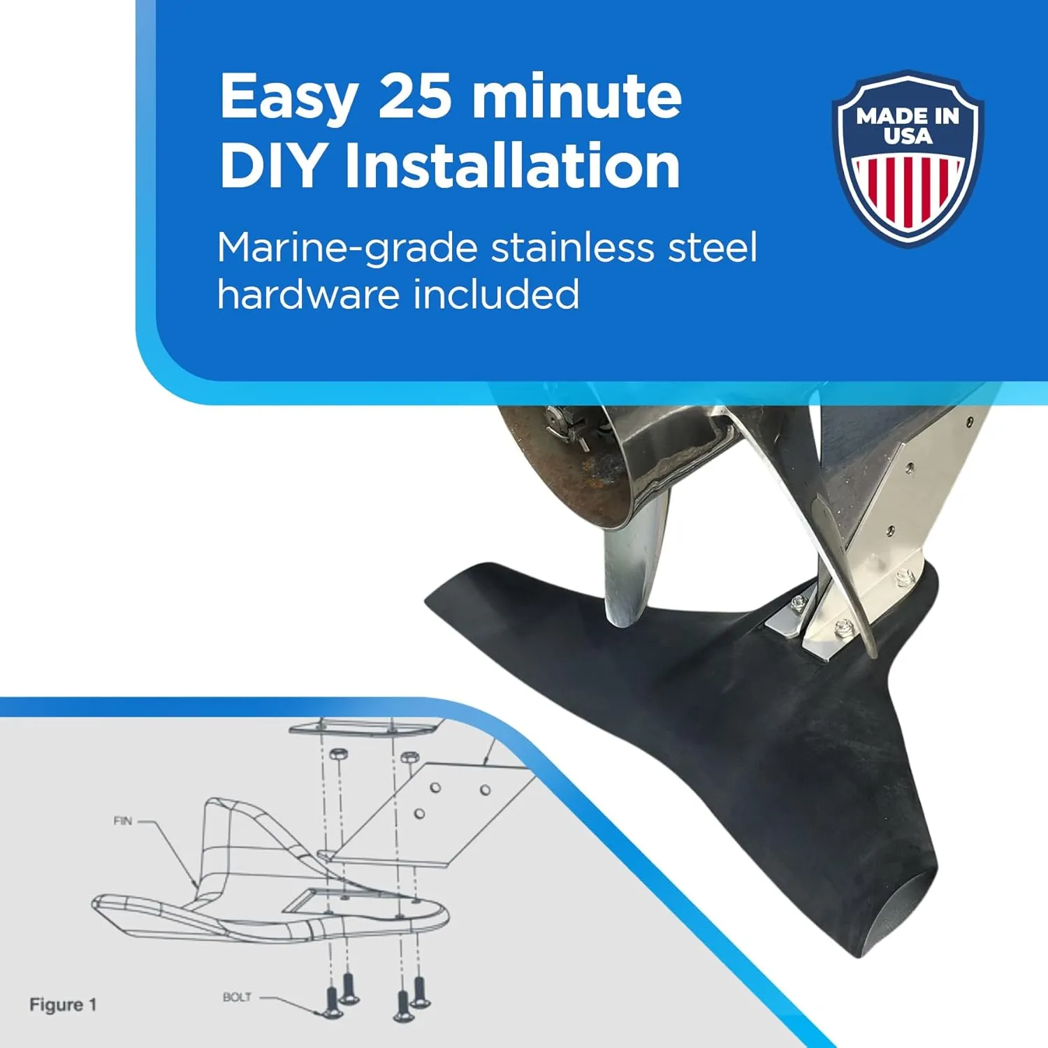 Hydrofoil Boat Stabilizer - Skeg-Mounted Shield for Motors with Marine Grade Mounting Bracket - Available in 4 Options - Improve Performance, Shield Your Propeller, Protect Marine Life