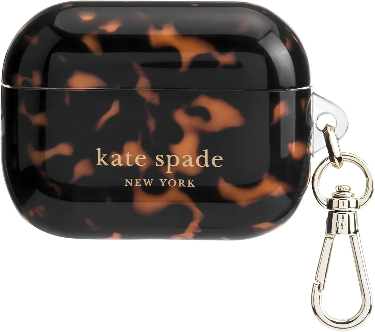 kate spade new york AirPods Pro Protective Case with Keychain Ring - Tortoiseshell, Compatible with AirPods Pro 2nd / 1st Generation