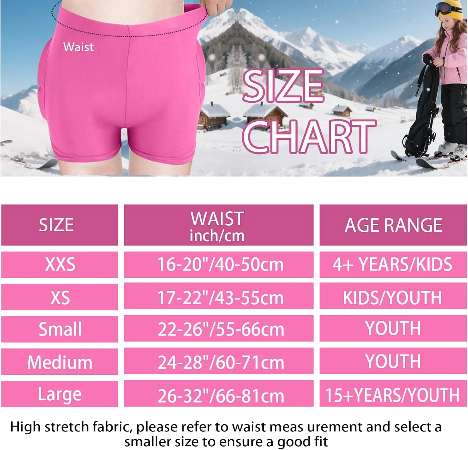 Kids Butt Pad Shorts, Child Hip Protection Pads,Tailbone Protective Padded Short Pants for Snowboarding Hockey Roller Skating