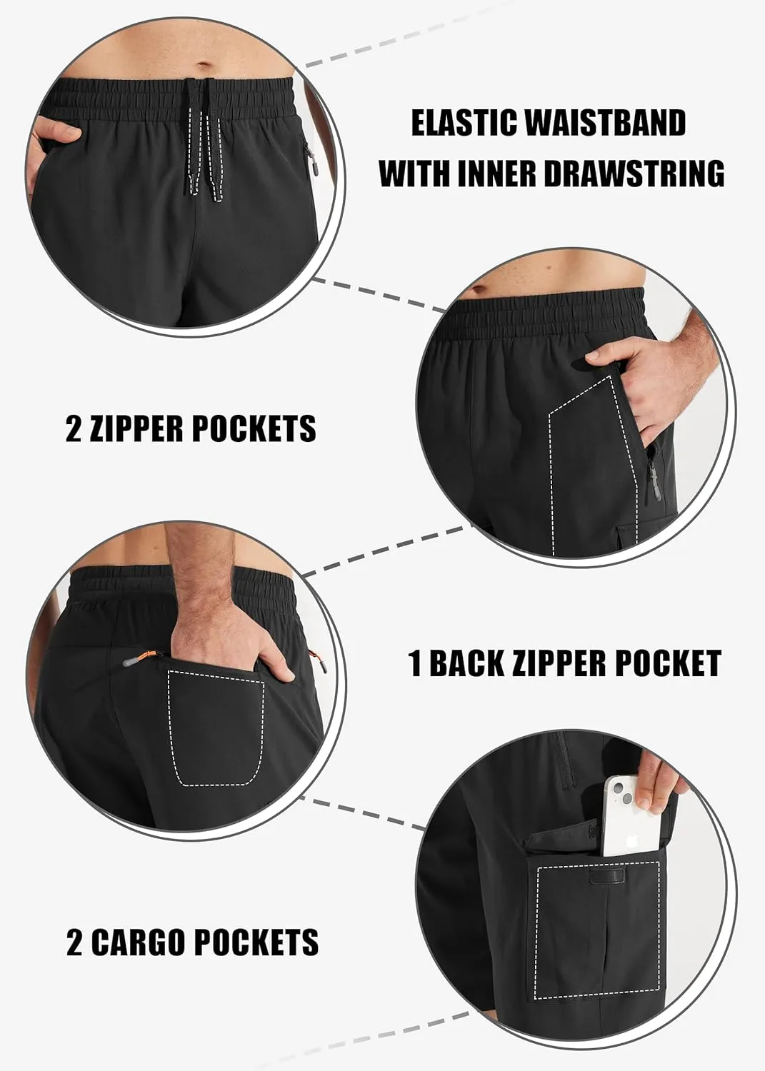 Libin Men's Hiking Cargo Shorts Lightweight Quick Dry Athletic Casual Shorts for Golf Outdoor Active Zipper Pockets
