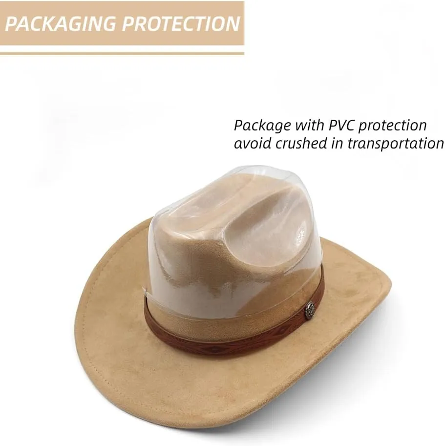 LIDHAY Cowboy Hat for Women Men Wide Brim Cowboy Cowgirl Hats Western Suede Cattleman Cowboy Hats