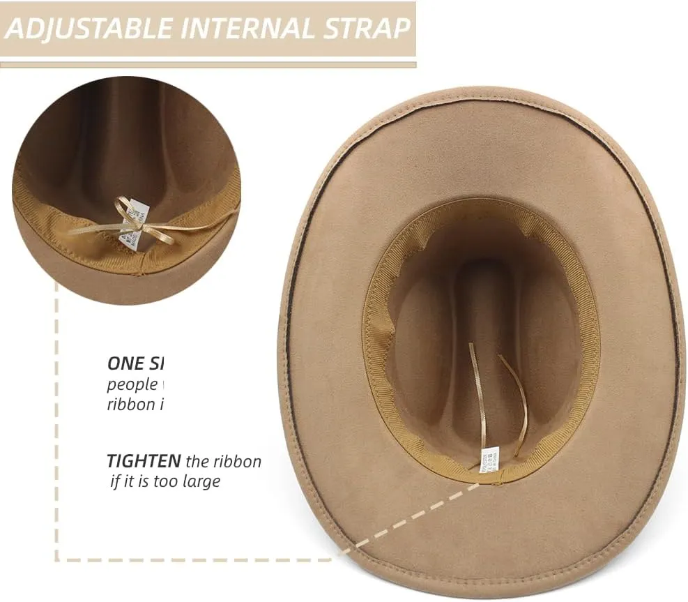 LIDHAY Cowboy Hat for Women Men Wide Brim Cowboy Cowgirl Hats Western Suede Cattleman Cowboy Hats