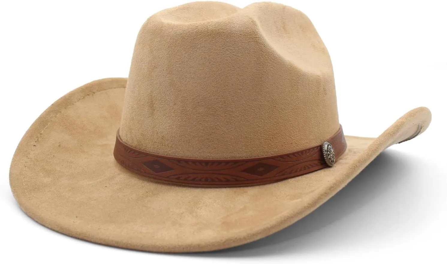 LIDHAY Cowboy Hat for Women Men Wide Brim Cowboy Cowgirl Hats Western Suede Cattleman Cowboy Hats