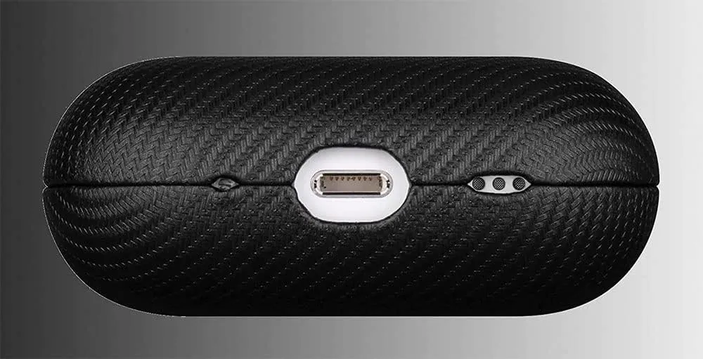 LOPIE Handmade AirPods Pro 2nd Generation Case (Not for 1st Gen) - Carbon Fiber Style Vegan Leather Protective Cover for Men/Women - Black