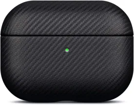 LOPIE Handmade AirPods Pro 2nd Generation Case (Not for 1st Gen) - Carbon Fiber Style Vegan Leather Protective Cover for Men/Women - Black