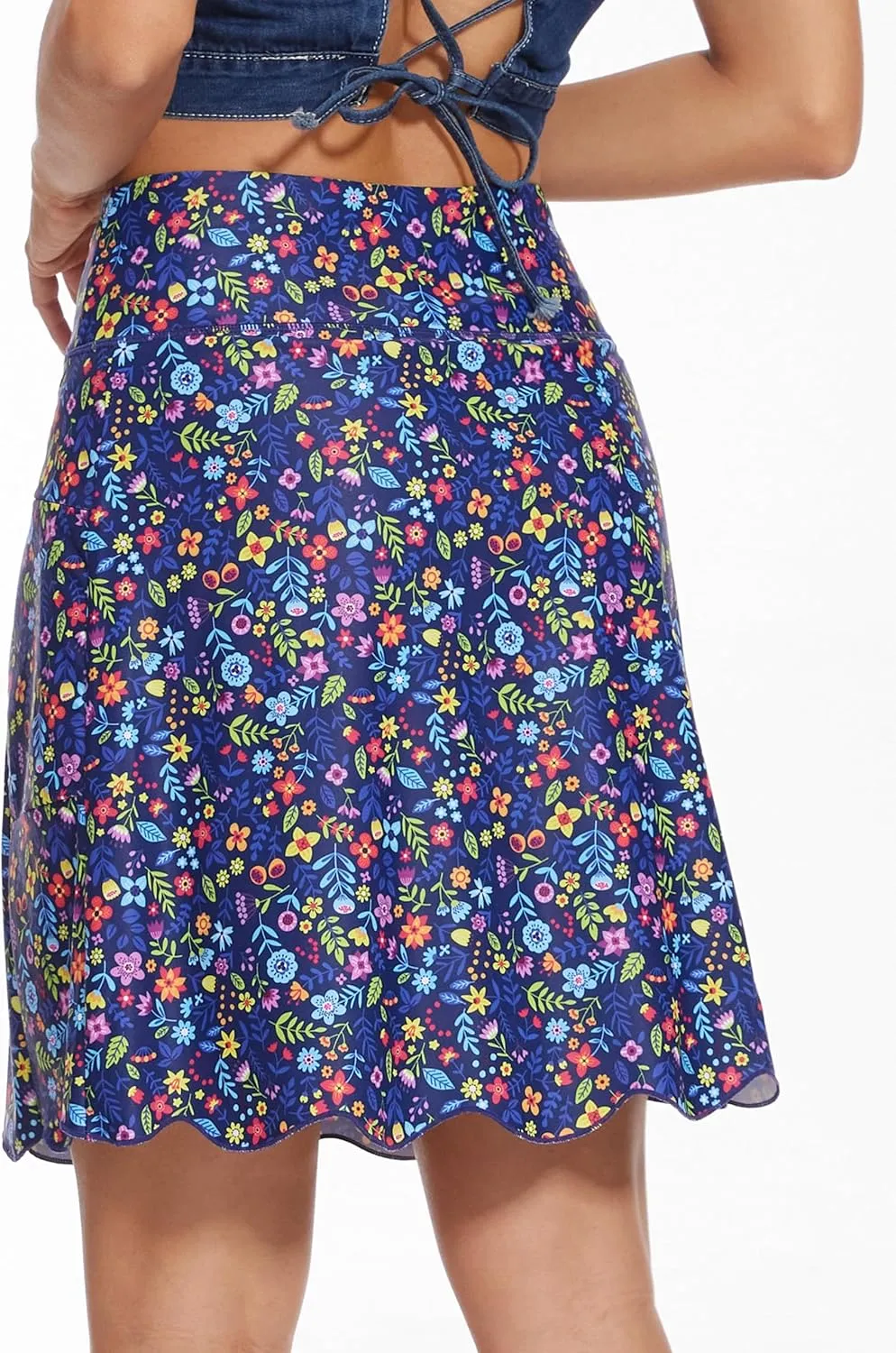 M MOTEEPI 20" Scalloped Hem Golf Skirts for Women with Zipper Pockets Womens Skort Tummy Control