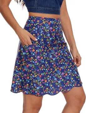 M MOTEEPI 20" Scalloped Hem Golf Skirts for Women with Zipper Pockets Womens Skort Tummy Control