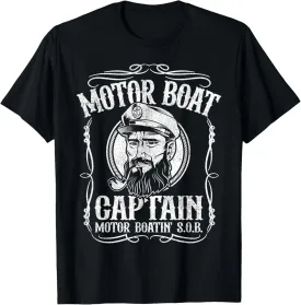Motor Boat Captain Funny Pontoon Boating Motor Boatin Lake T-Shirt