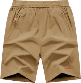 Rdruko Men's Quick Dry Hiking Shorts Lightweight Running Gym Outdoor Active Shorts with Zipper Pockets