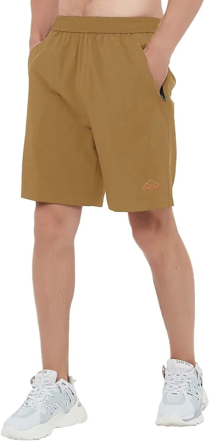 Rdruko Men's Quick Dry Hiking Shorts Lightweight Running Gym Outdoor Active Shorts with Zipper Pockets