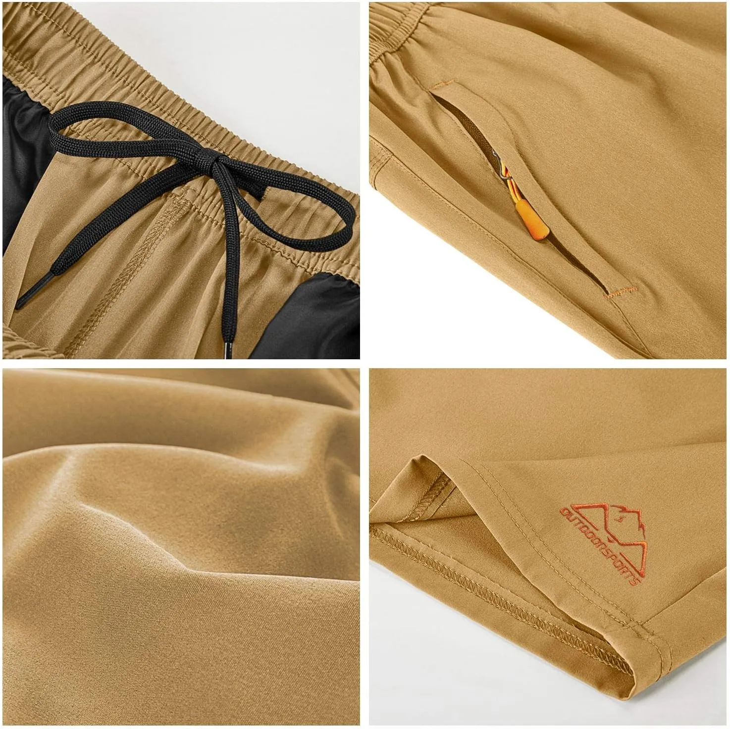 Rdruko Men's Quick Dry Hiking Shorts Lightweight Running Gym Outdoor Active Shorts with Zipper Pockets