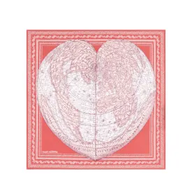 Red Mappemonde Heart Square Scarf