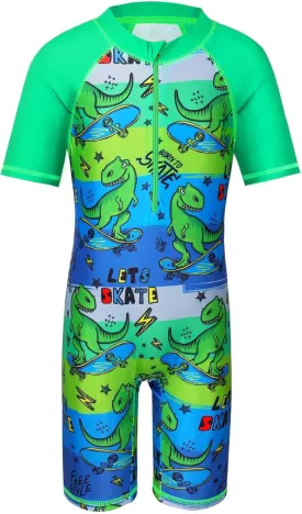 TFJH E One-Piece Boys Short Sleeve Swimsuits Rash Guard Suits Swimwear 50  UV Sun Protective Zip