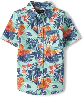 The Children's Place Boys' and Toddler Boys' Short Sleeve Button Down Shirt