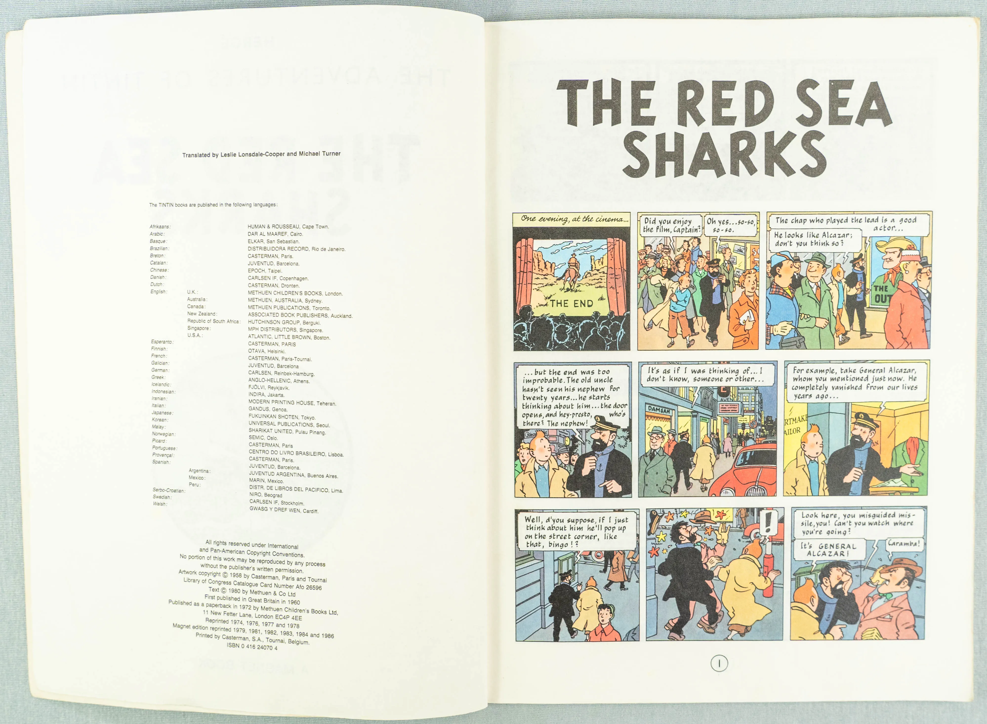 The Red Sea Sharks - Tintin Magnet UK Paperback Edition Book 1980s