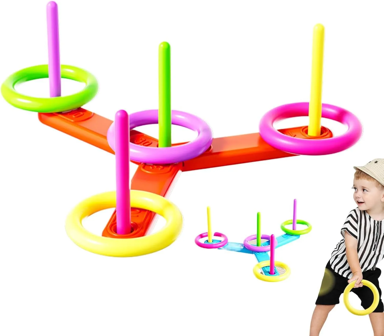 Toss Outdoor Game Set - Lawn Throwing Ring Set | Indoor Toss Rings Activity, Kids Throwing Game Set, Party Ring Throwing Game, Outdoor Toss Round Ring Game for Adults Speed Agility Practice
