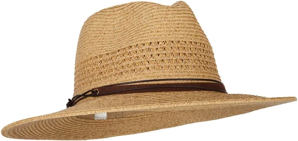 UPF 50  Women's Paper Braid Brim Fedora Hat
