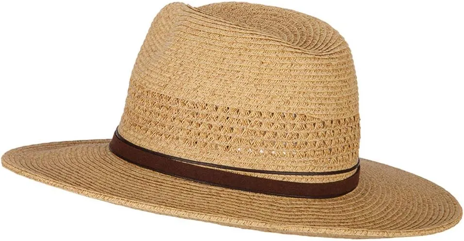 UPF 50  Women's Paper Braid Brim Fedora Hat