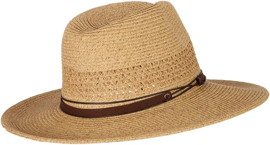 UPF 50  Women's Paper Braid Brim Fedora Hat