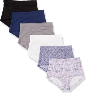 Warner's Women's Blissful Benefits Dig-Free Comfort Waistband Microfiber Brief 6-Pack Rs9046w