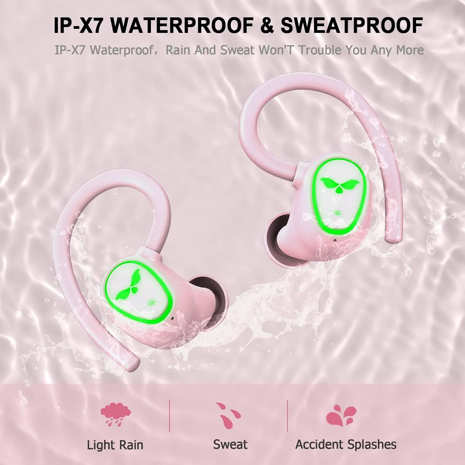 Wireless Earbuds Bluetooth 5.3 Headphones Sport, 2025 Bluetooth Earbuds with Earhooks, 48H Stereo Over Ear Buds, Earphone with 4 ENC Noise Canceling Mic, IP7 Waterproof Headset for Running/Gym/Workout